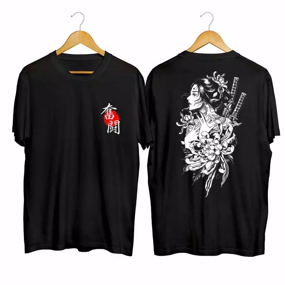 KAOS PRIA/GEISHA PEDANG/KAOS HITAM