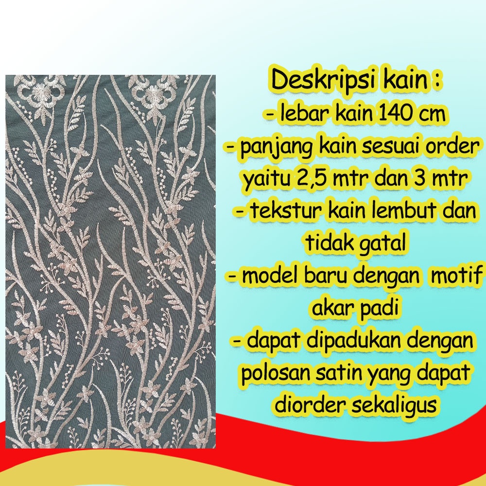 kain kebaya brokat tile bakal brukat lace cord prancis meteran premium lembut terbaru