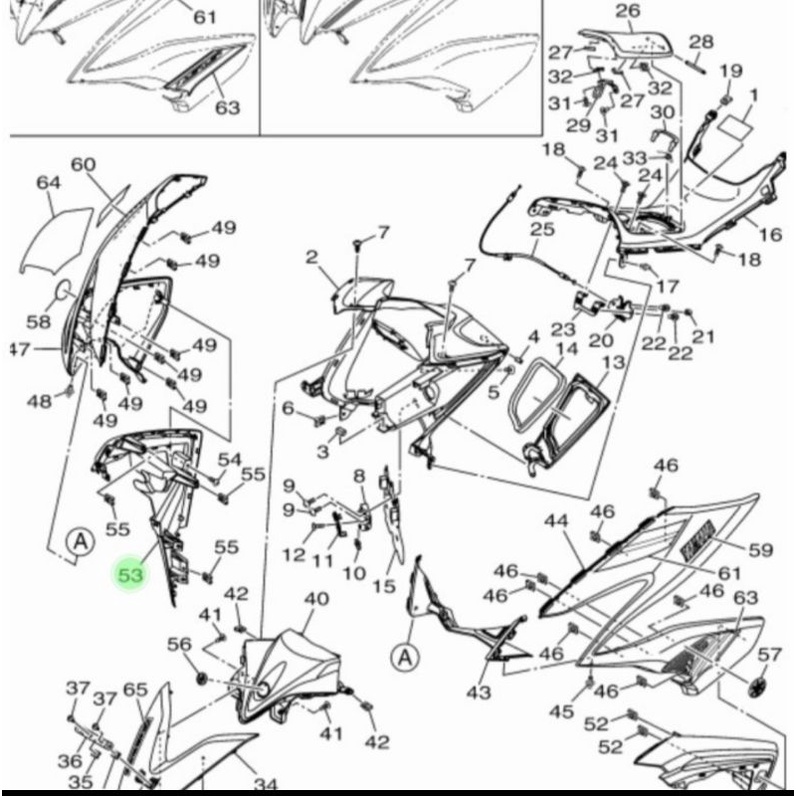 PANEL SAYAP SIRIP DEPAN BAGIAN DALAM KANAN AEROX 155 ASLI ORI YAMAHA B65 F835V 00