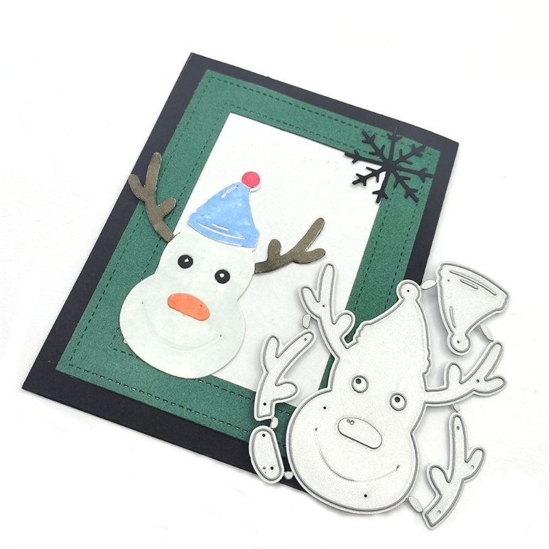 Cutting Dies Embossing Bahan Carbon Steel Desain Rusa Natal Snowman Untuk Scrapbook