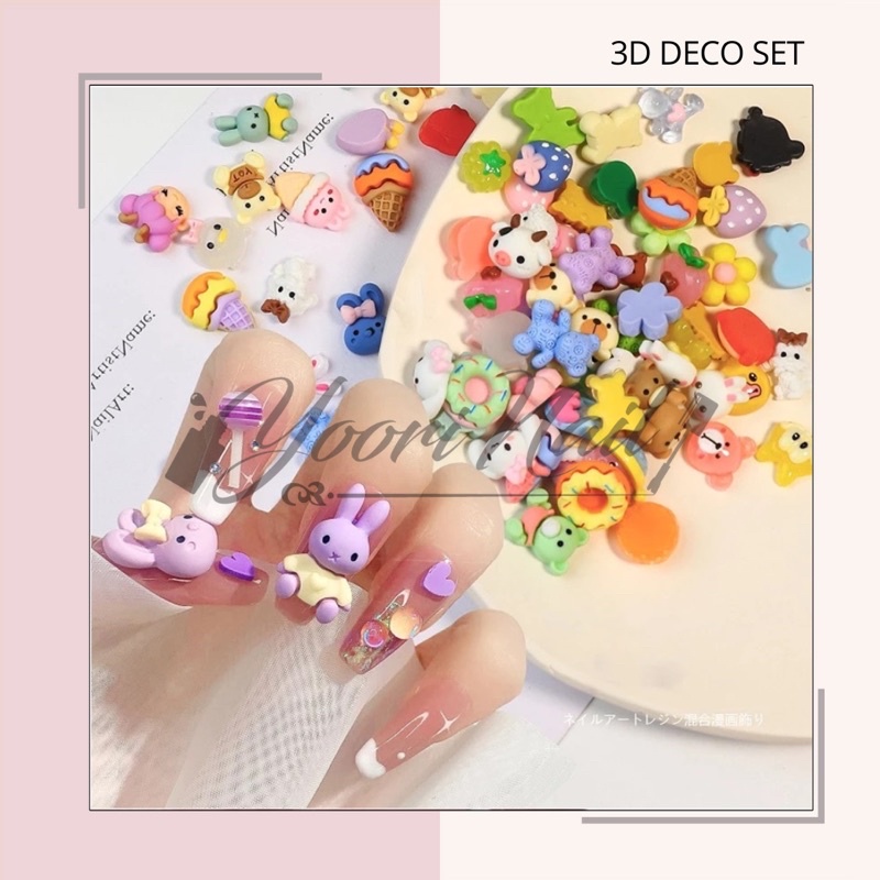 3D deco boneka 3d nail art set pack dekorasi nail art cute japanese