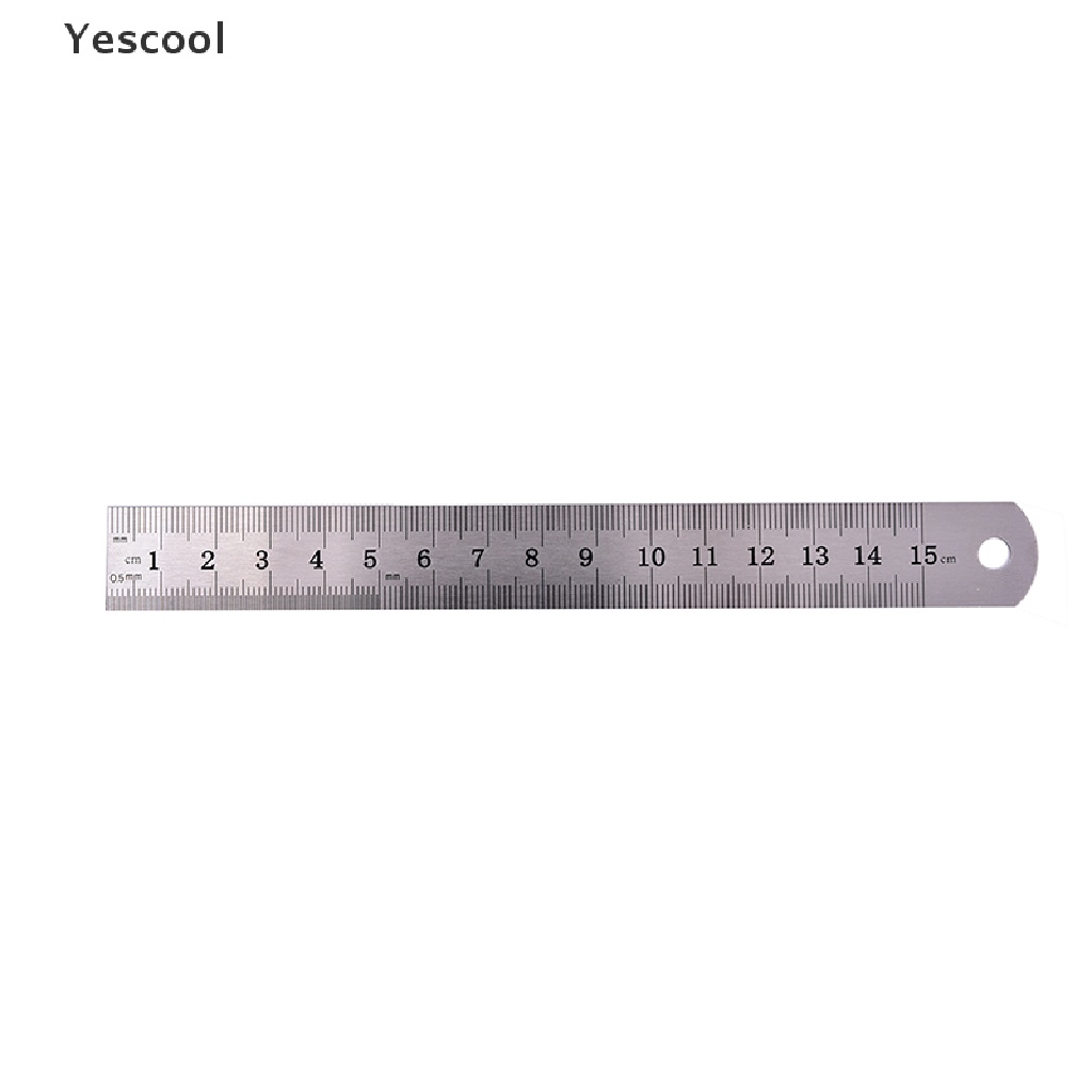 Yescool 1PC Penggaris Metrik Presisi Dua Sisi 15cm Bahan Metal