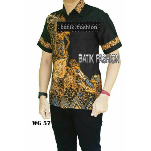 Kemeja batik wayang kuning