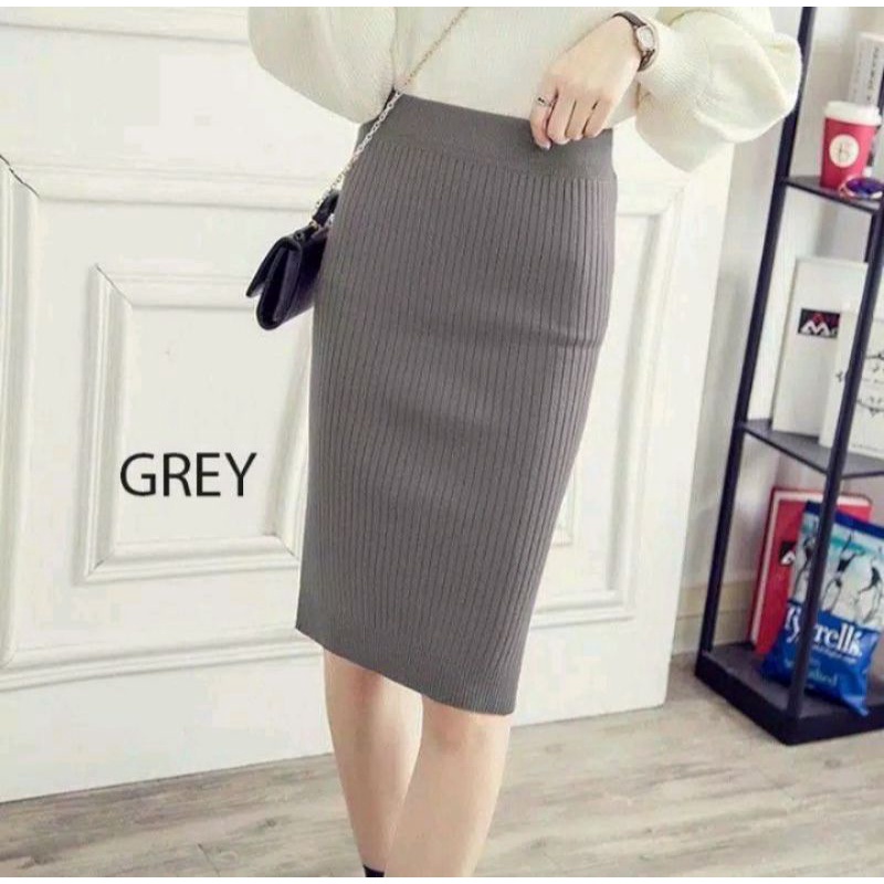 ROK PREMIUM ROK RAJUT SPAN PENDEK | MIDI SKIRT PREMIUM | ROK SPANT OUTER KNIT | ROK PENDEK