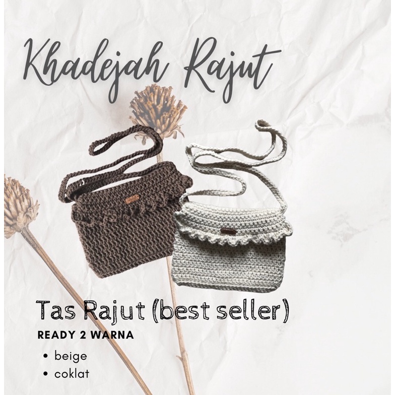Tas rajut Wanita (slempang dengan puring didalam dan kancing besi dan resleting) Handmade Tutup Kelo