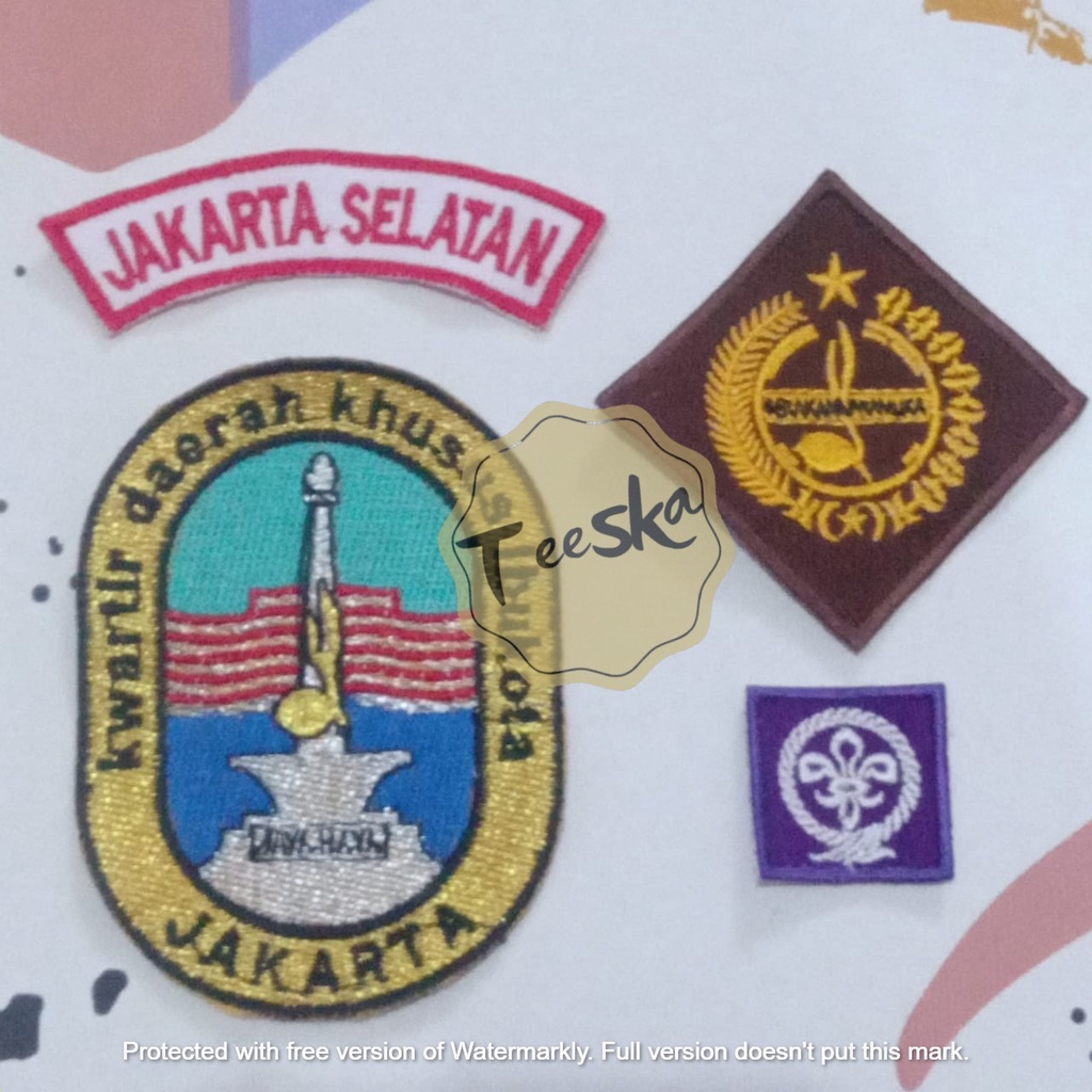 Set Atribut  Seragam Pramuka Logo Tunas Kelapa dan Wosm, Logo Kwartir Daerah ( Kwarda ) DKI Jakarta 