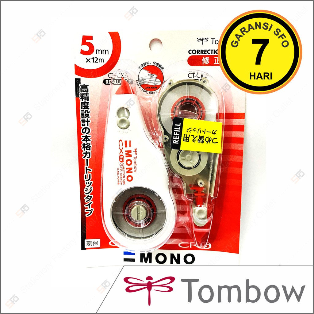 

Correction Tape Tombow CX5 Red + Refill - 5mm x 12m