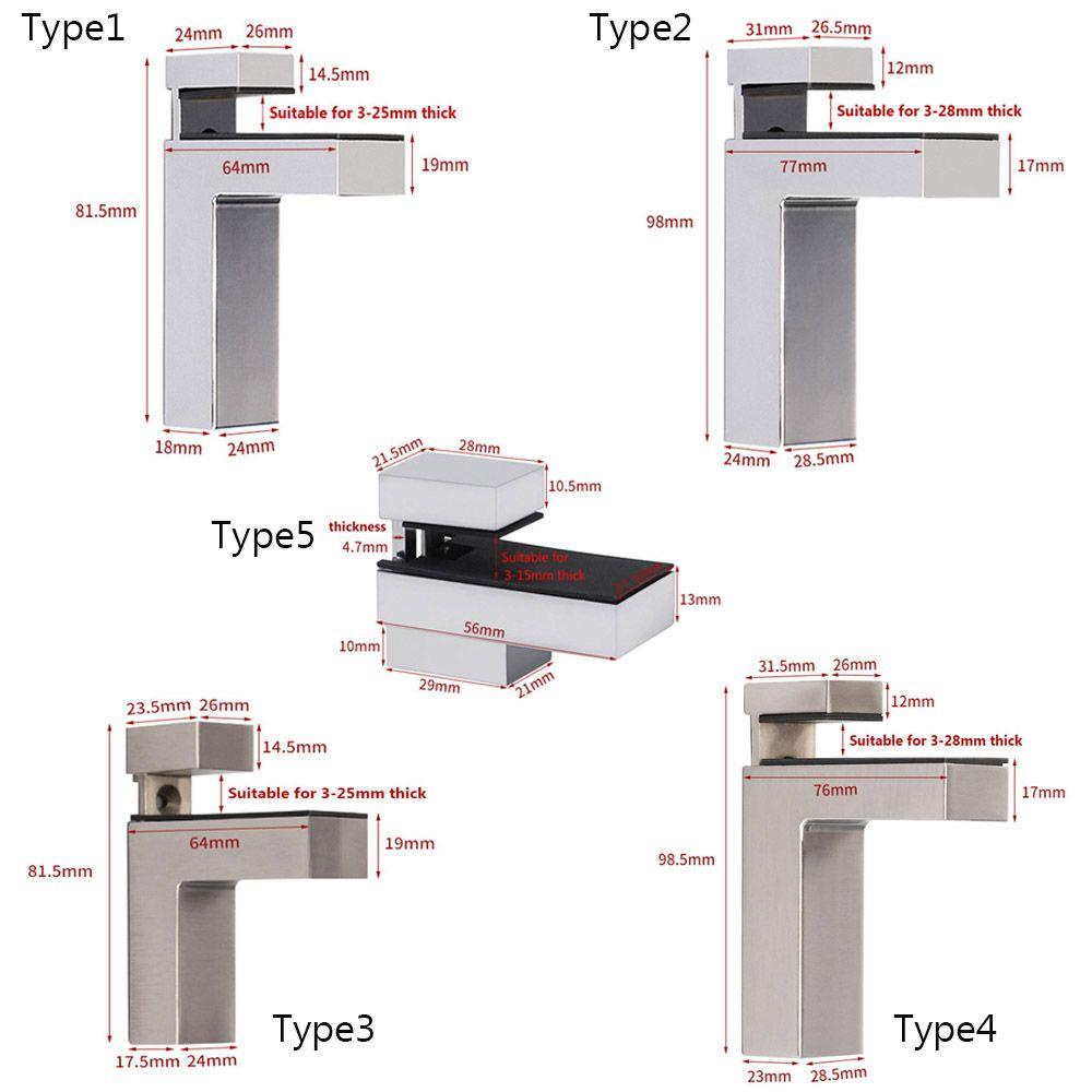 Top Glass Clamp Chrome Finish Klip Kaca Klip Aluminium Alloy Penyangga Holder Rak