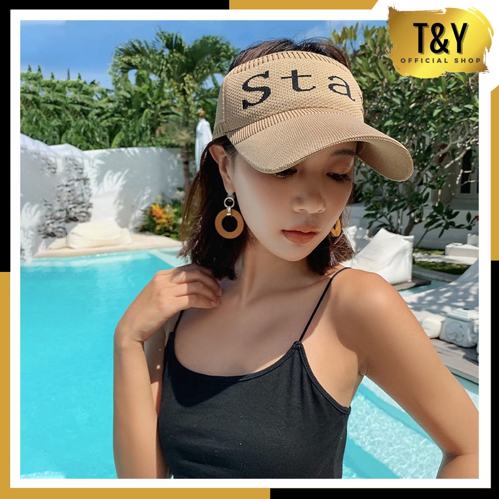 T&amp;Y Topi Golf Tennis Rajut Baseball Cap STAR Sun Visor Sport Senam Zumba Jogging Topi Pantai Korea Fashion Wanita Visor Hat Murah Import