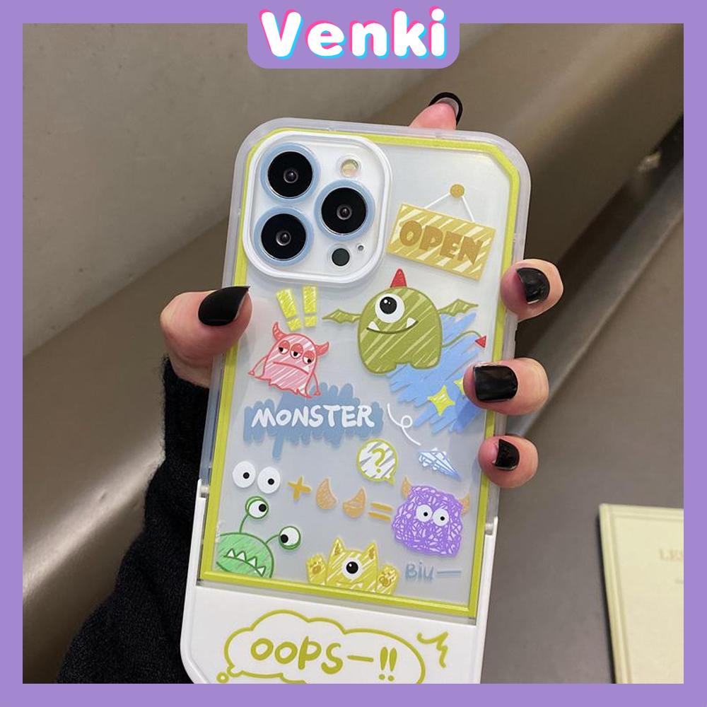 iPhone Case Silicone Soft Case Clear Case Folding Stand Airbag Shockproof Protection Camera Cartoon Cute Monster Zoo Compatible For iPhone 11 13 Pro Max 12 Pro Max 7Plus xr