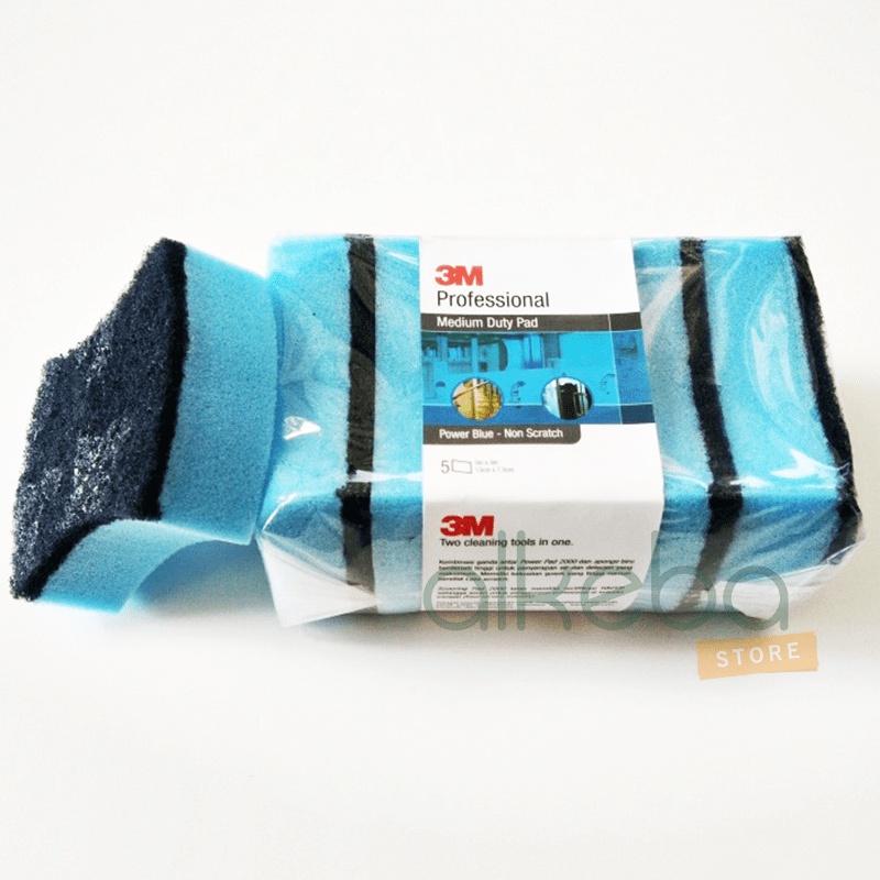 3M Scotch Brite Power Blue Medium Duty Pad / Spon Sponge anti gores per 1 pc