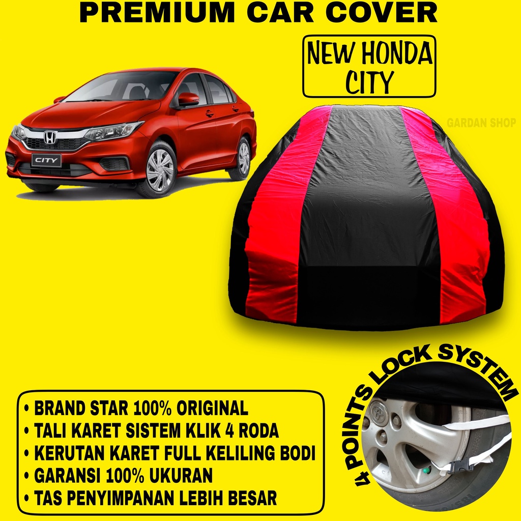 Body Cover NEW HONDA CITY Sarung Strip MERAH Penutup Pelindung Bodi Mobil New Honda City Waterproof PREMIUM