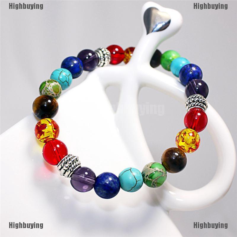 Gelang Manik-Manik Batu Alam 7 Chakra Healing Balance