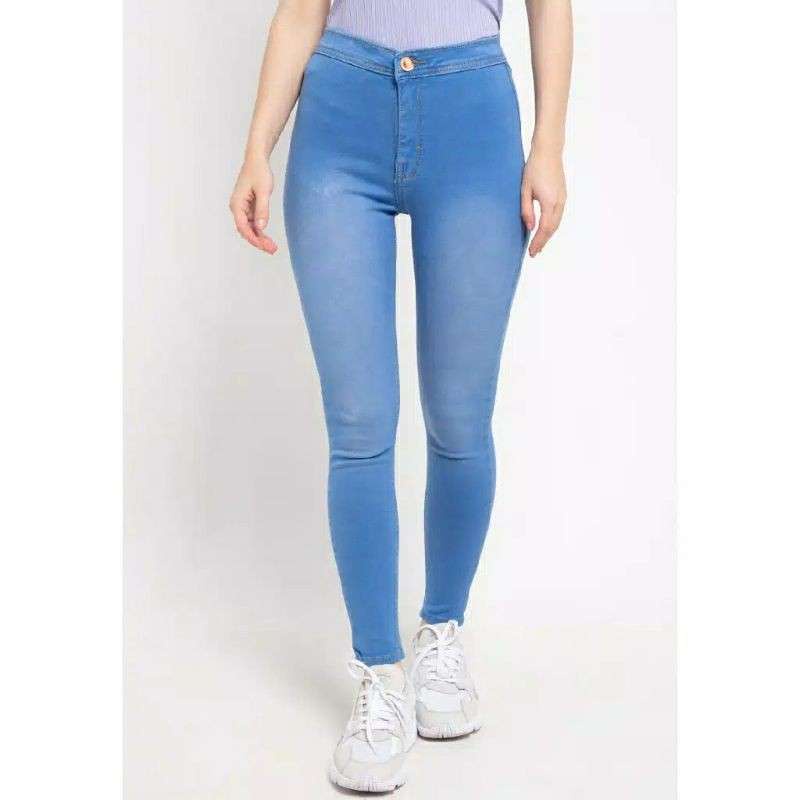 Celana Jeans Wanita HighWaist skinny Plain Soft jeans Premium ukuran 27-34