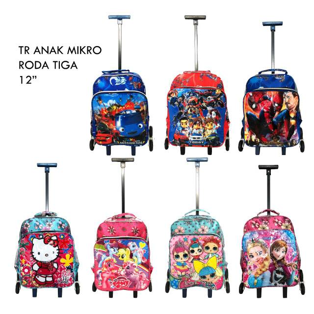 Tas dorong anak sekolah trolly superhero dan kartun