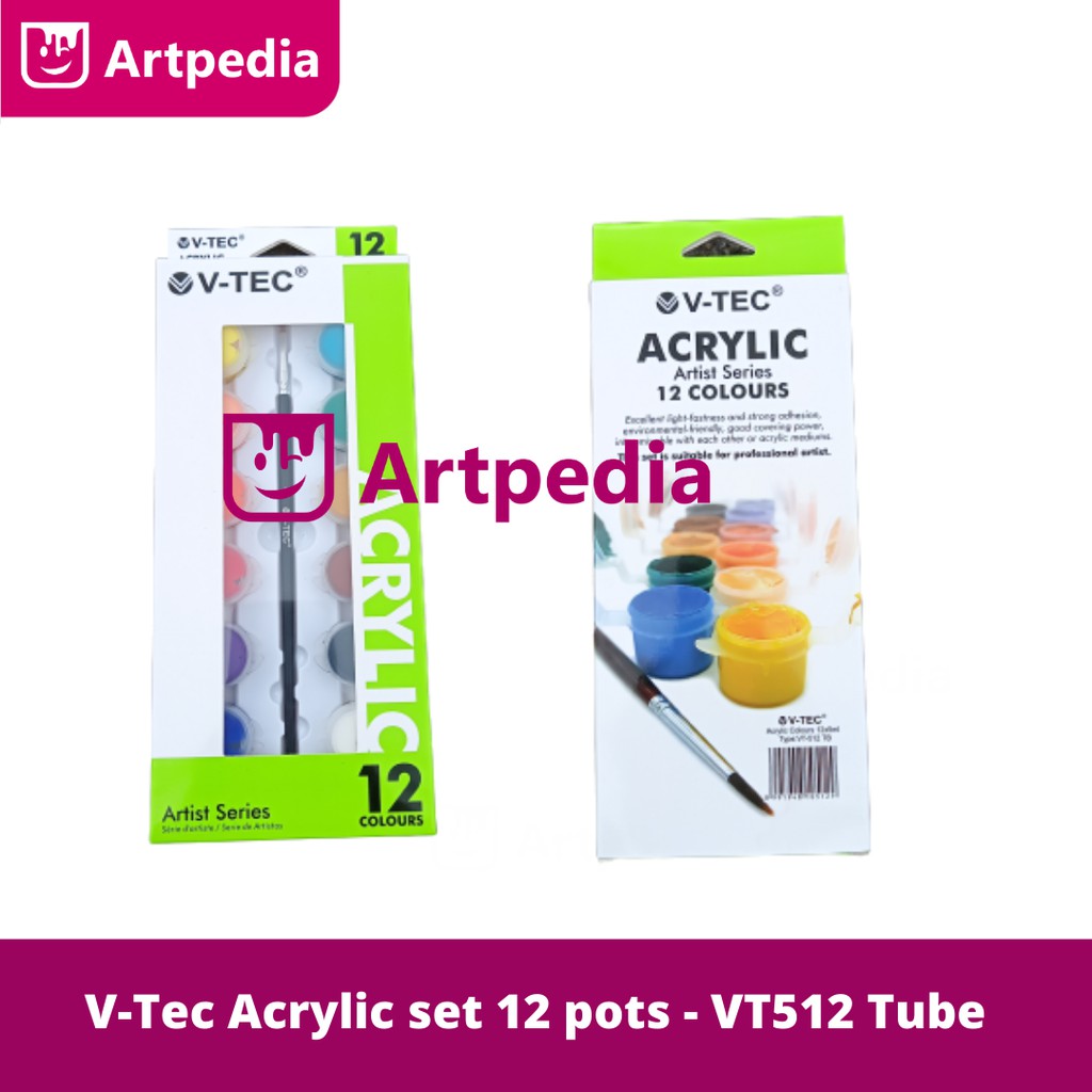 Jual Cat Akrilik - Cat Acrylic Set 12 / VTEC Acrylic Paint 12 Colour VT