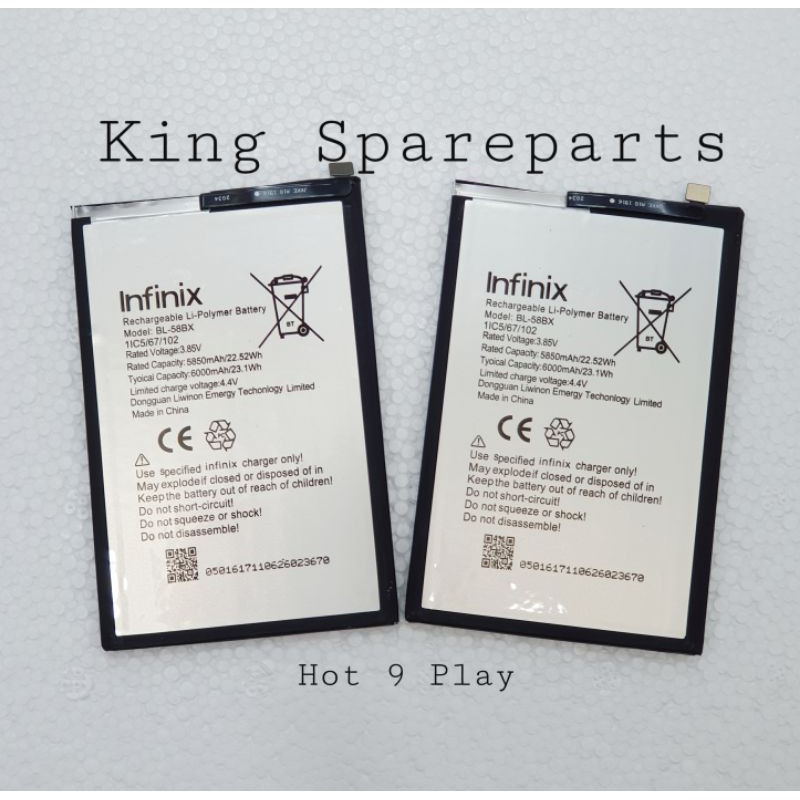 BATERAI BATRE BATTERY BATERE INFINIX HOT 9 PLAY X680 HOT 10 PLAY X688 BL-58BX ORIGINAL