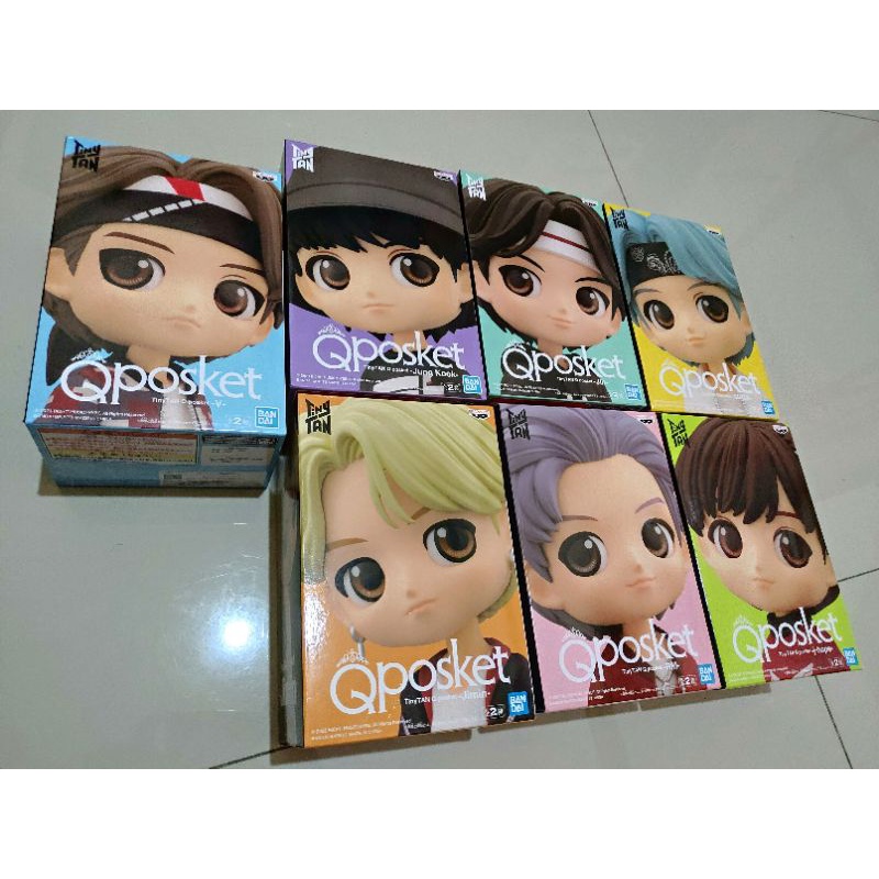 Q Posket Tinytan set 7 member BTS versi A, Original Qposket figure RM,Jin,Suga,j-hope,Jimin,V,Jungko
