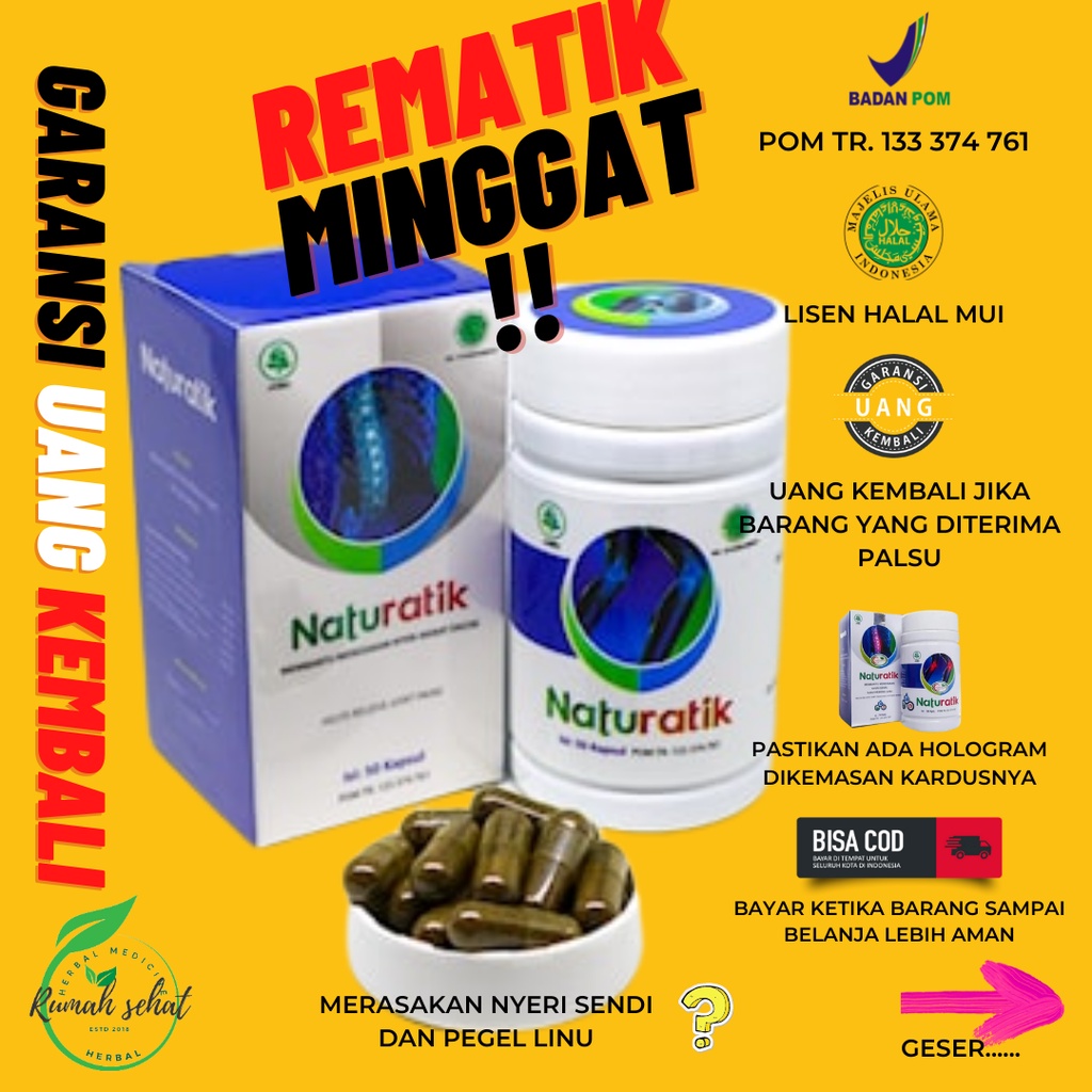 

NATURATIK Obat asam urat, Nyeri sendi, Rematik, Kolesterol, Pegel linu, Persendian, Dan Encok