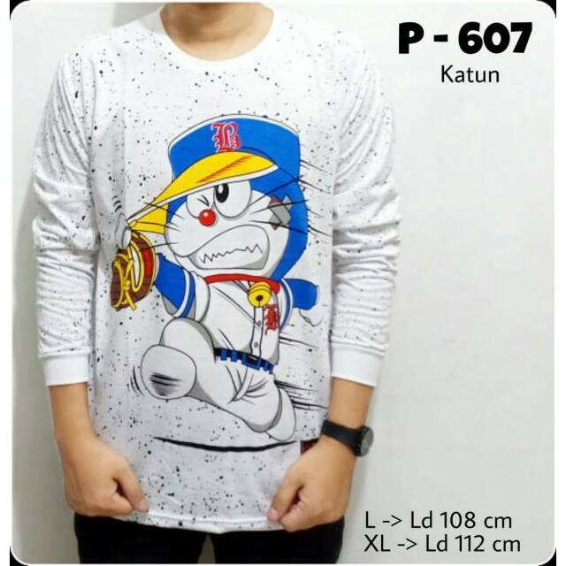 Kaos Cowok Murah Doraemon Blue P607