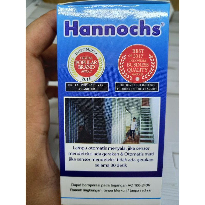 HANNOCHS BOHLAM LAMPU LED MOTION SENSOR GERAK 13 WATT ORIGINAL