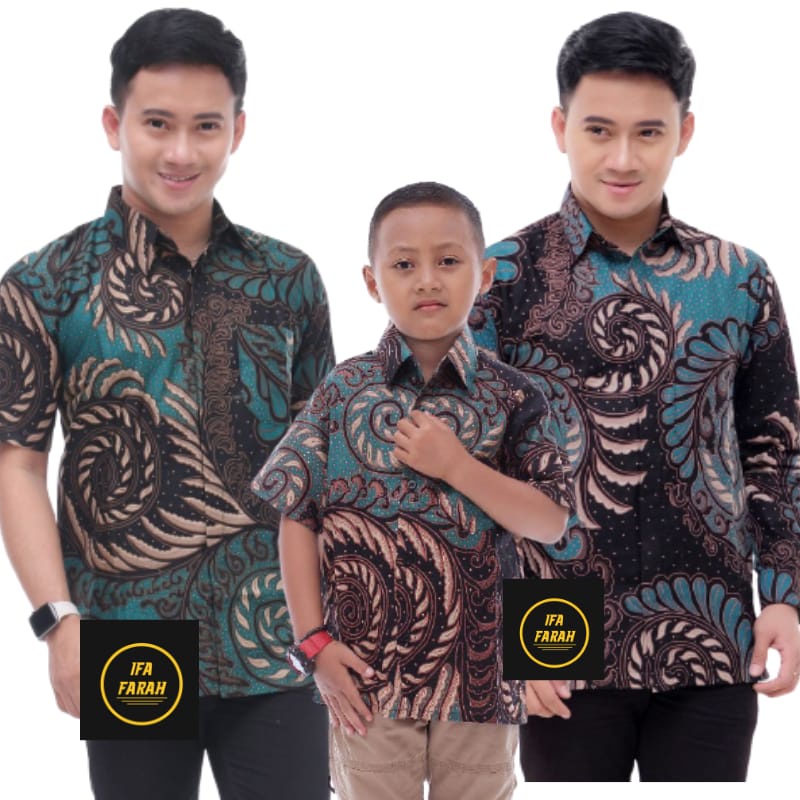 coupel batik ayah dan anak motif user ijo