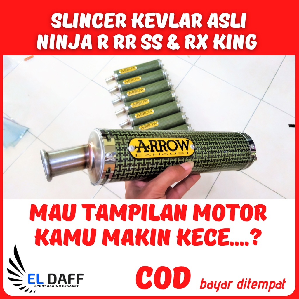 Silincer Knalpot Racing Ninja R RR SS RX King Arrow Motif Tulang Silencer Karbon Kevlar Suara Super 