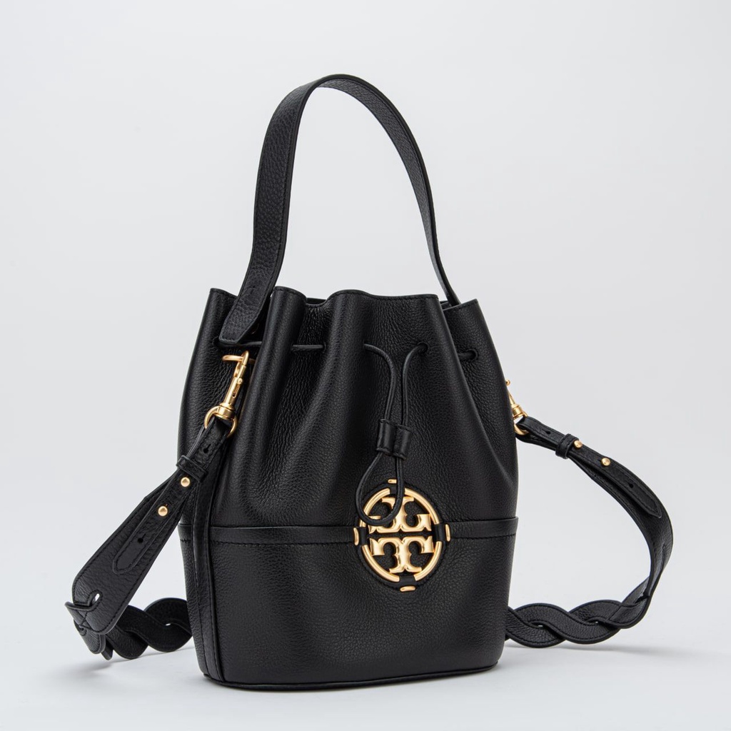 Tas Tory Burch Miller Bucket Bag Black/White New Original