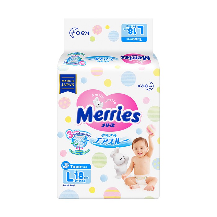 Merries Baby Diapers Tape L 18 / Popok Bayi