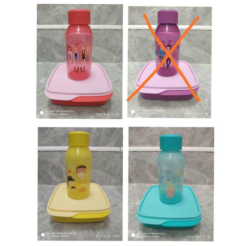 lunch box set Tepak makan dan botol minum tupperware original