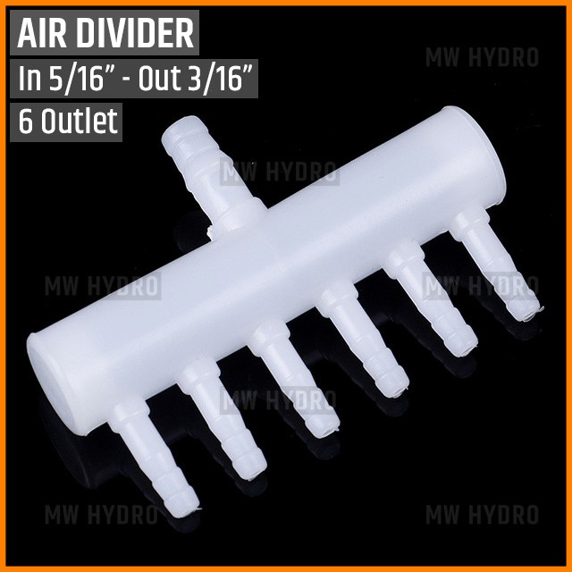 Air Flow Divider / Manifold Pembagi Udara, 6 Outlet, 5/16&quot; ke 3/16&quot;