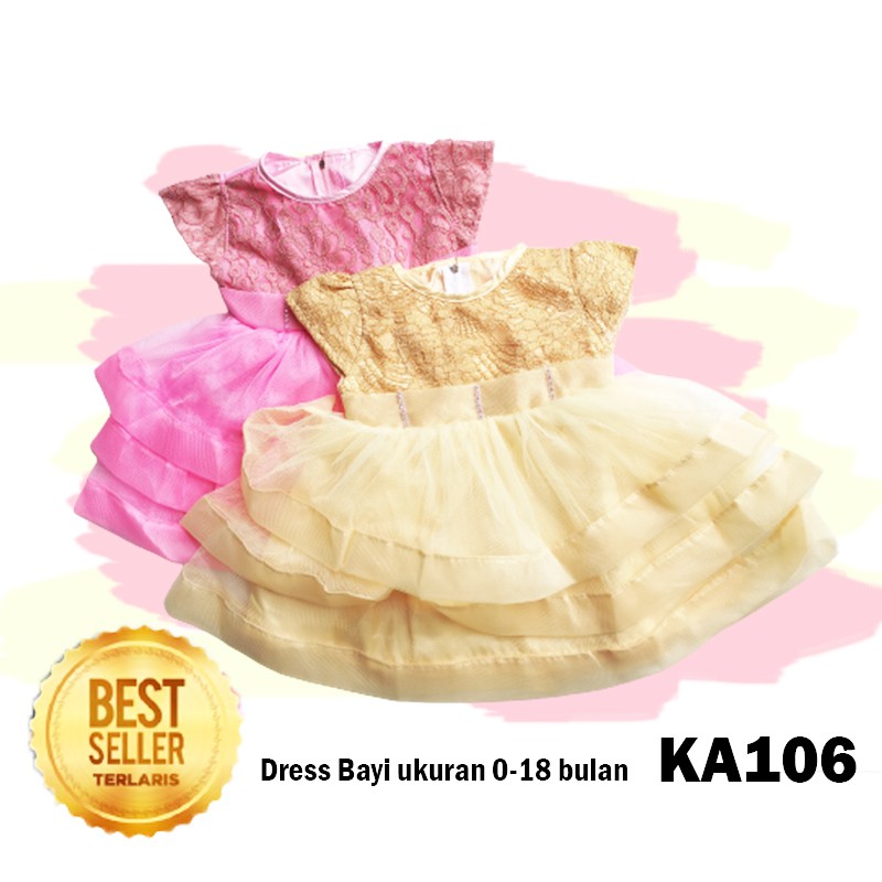 Baju Bayi Perempuan Gaun Balita Dress Bayi 0- 18 bulan Princess Ulang Tahun Pesta Brukat Promo KA106