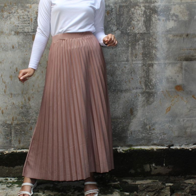 Rok Plisket Panjang Lebar Mongle Import Premium Tebal Ori Prisket Umbrella Dewasa