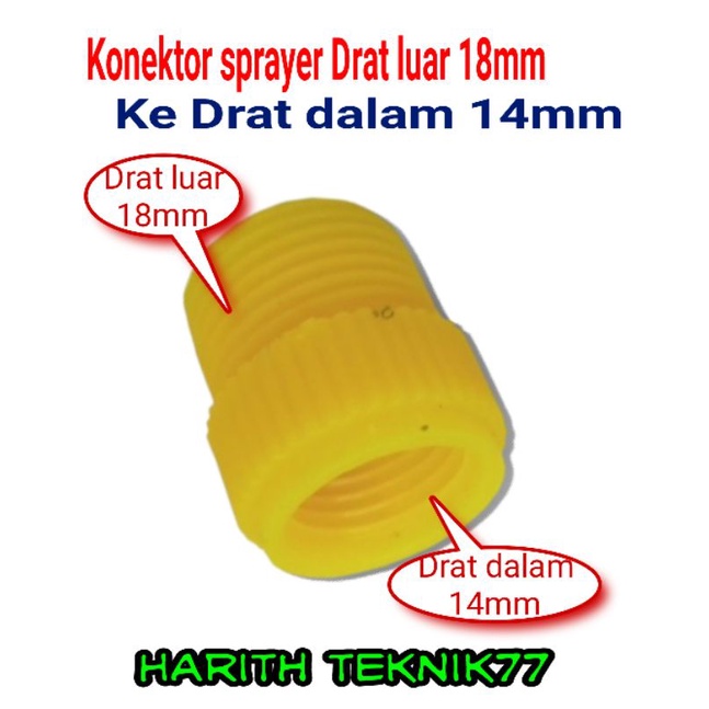 konektor sprayer drat luar 18mm ke drat dalam 14mm
