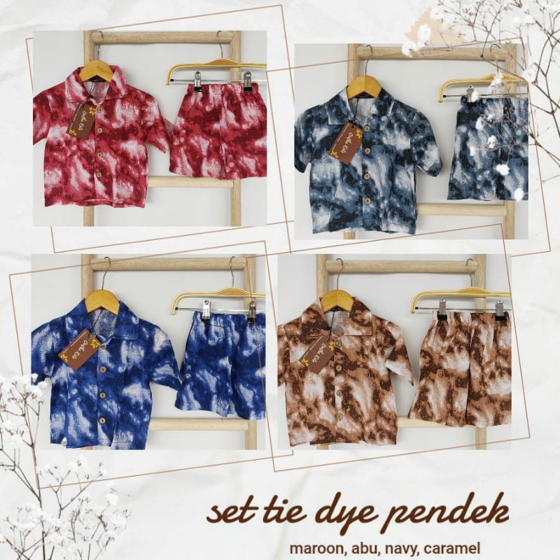 Baju Setelan Anak Cowok Cewek Tie Dye Pendek Natsu set Vol.2 by Qintha Kids