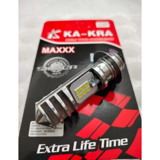 Lampu Utama Motor Led H6 2 sisi 12Mata High Low Ac Dc Ka-kra Universal Cahaya Putih