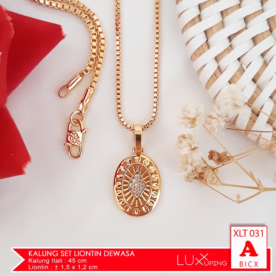 XLT 031 Kalung Set Liontin Murah Mata Sirkon Perhiasan Wanita Lapis Emas 18K Tidak Mudah Luntur Luxx Xuping