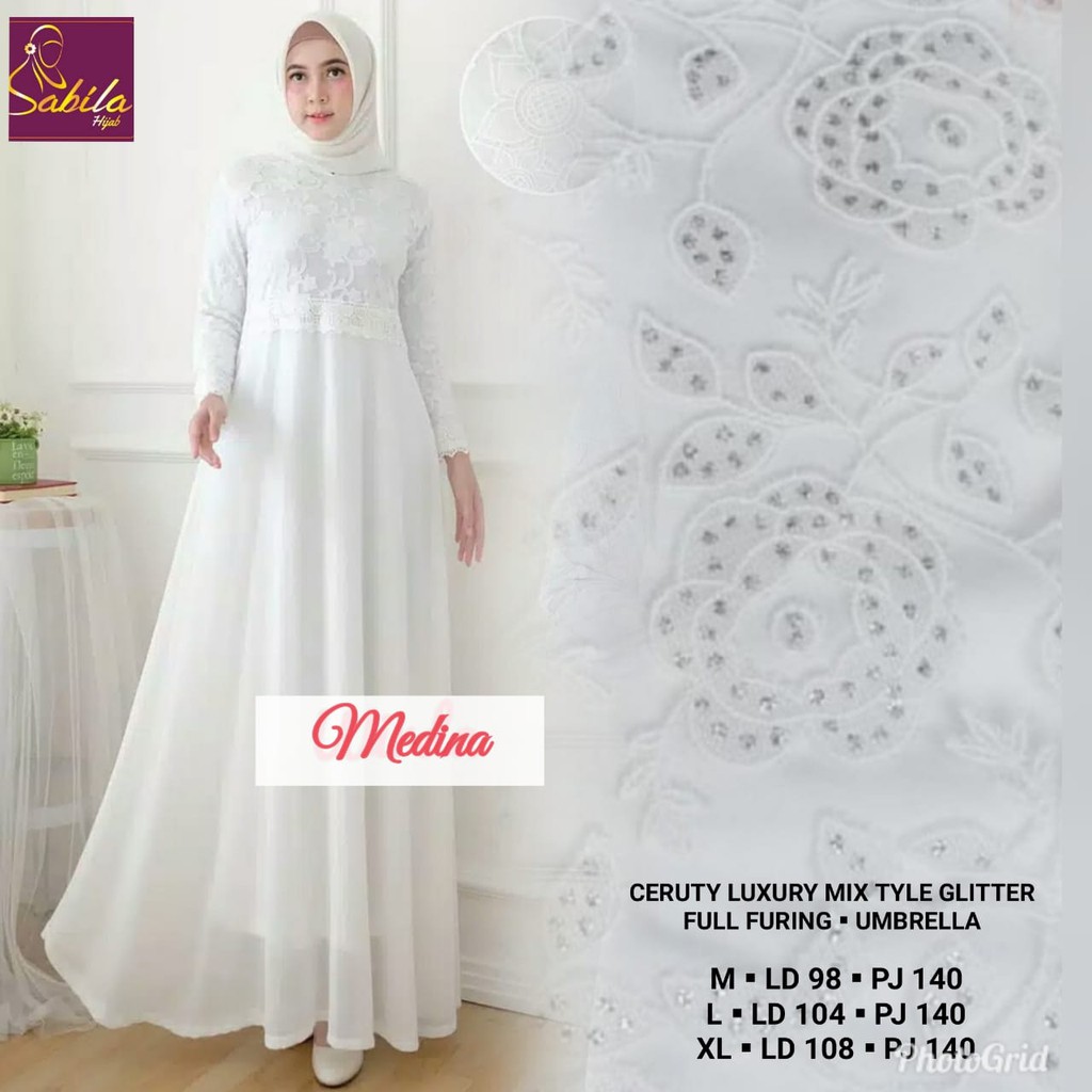MEDINA gamis putih by Sabila