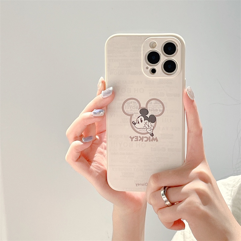 Minimalist Disney Mickey case iphone 11 pro max 13 pro max 12 pro max Xs max XR 7/8 plus se2020 Fun Side Pattern All Inclusive Shockproof Silicone Soft Case Cover