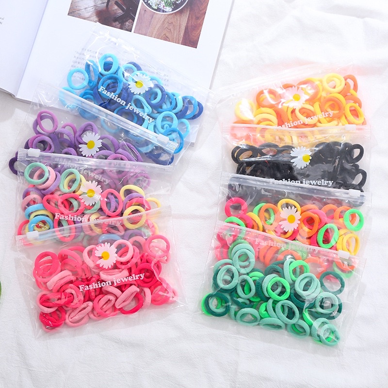 K004 Karet Donut 50 pcs per pack ikat rambut warna warni