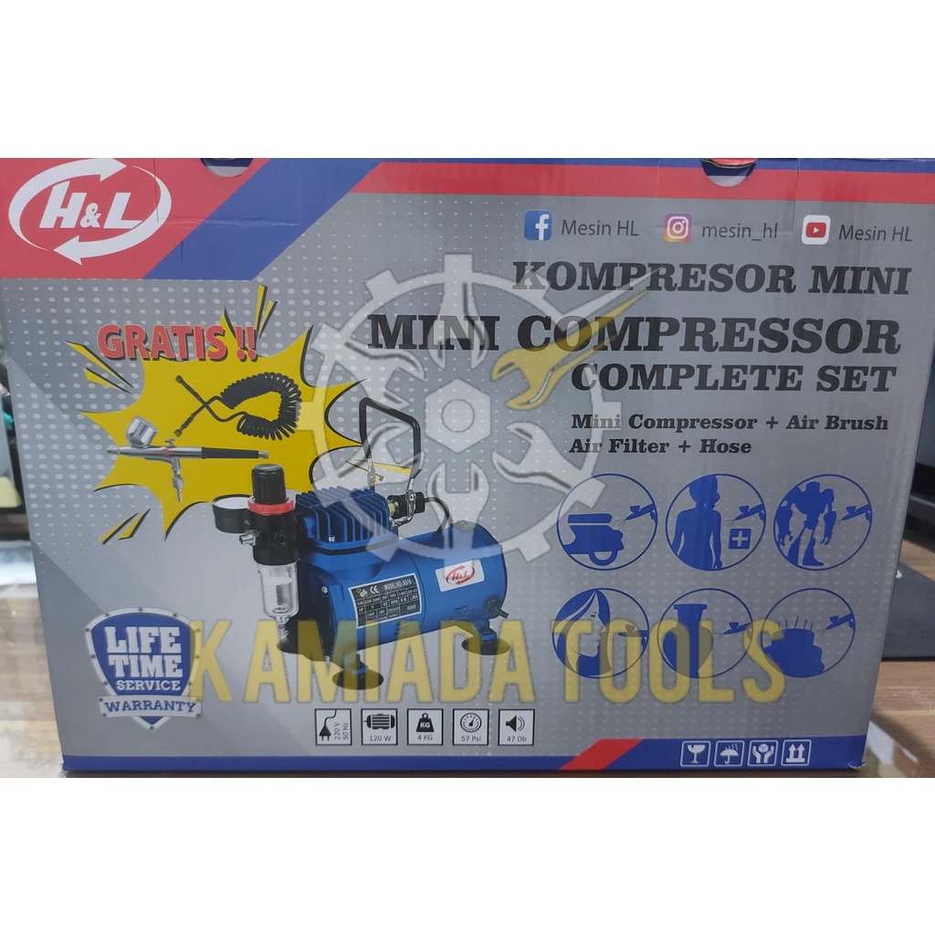 Kompresor Mini Komplit Air Brush H&L / Paket Kompresor + Airbrush H&L