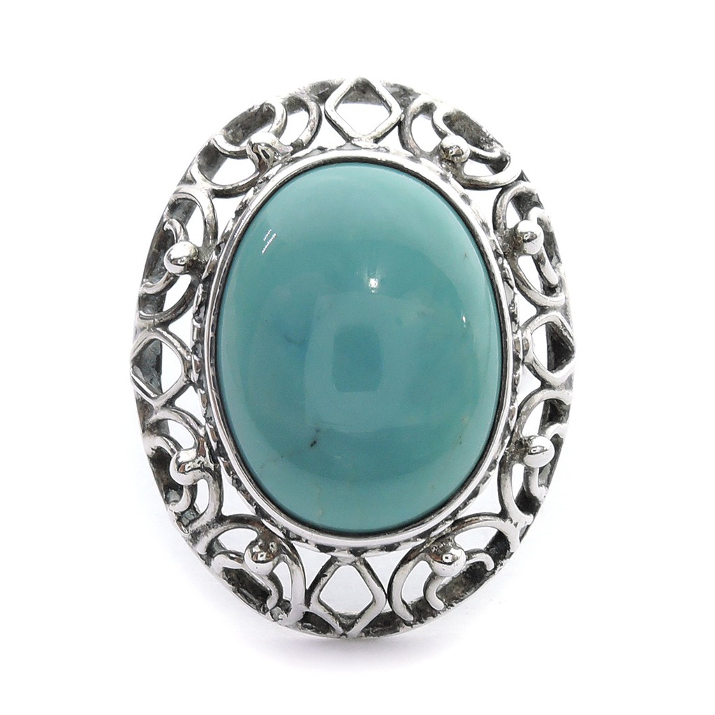 Cincin Perak Batu Turquoise / Cincin Perak Batu Pirus Model Bali