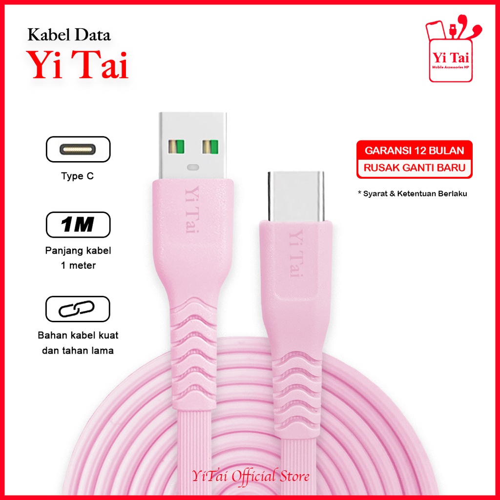 KABEL DATA TYPE C FAST CHARGING 3A YI TAI YTC-100 - DATA CABLE TYPE C PENGISIAN CEPAT