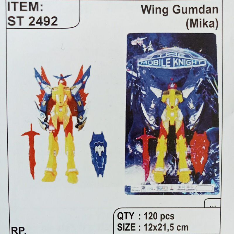 ST2492 Mainan Robot Gundam Sayap Kemasan Set press Mika ST 2492
