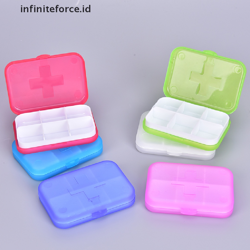 (Infiniteforce.Id) Kotak Penyimpanan Obat / Pil 6 Slot Portable Untuk Travel