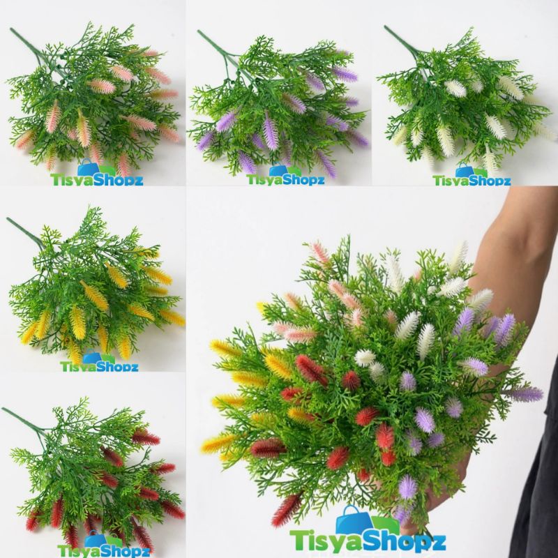 Daun Cemara Ulat / Tanaman plastik ( Tanpa Pot )