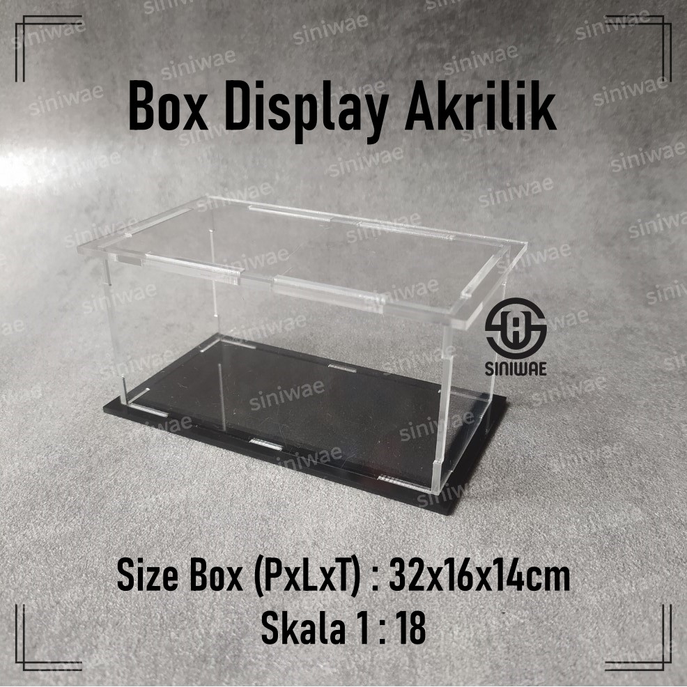 Box Acrylic Display Diecast Kotak Akrilik 32x16x14 cm Custom Showcase Action Figure