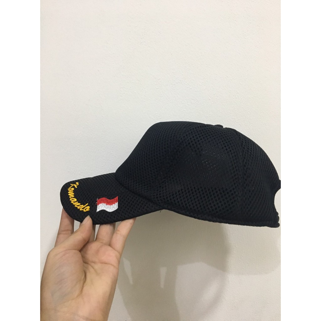 Topi Jaring Komando - Topi Komando - Topi Jaring - Topi Hitam - Emas