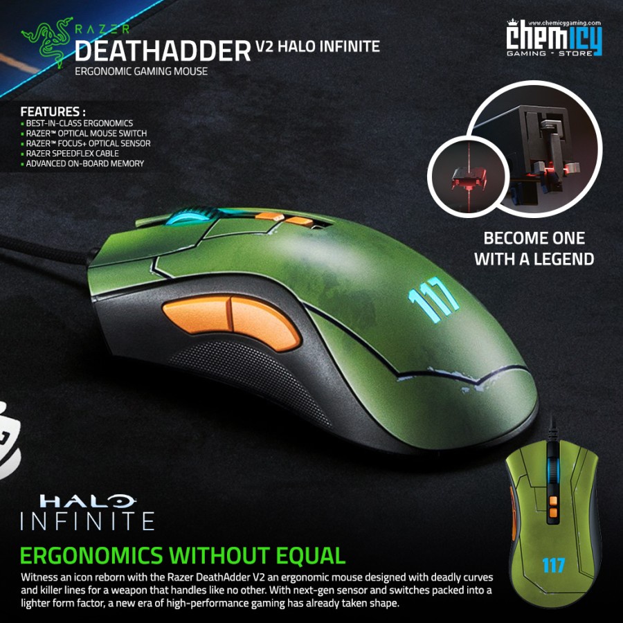 Razer Deathadder V2 Halo Infinite Edition RGB Gaming Mouse