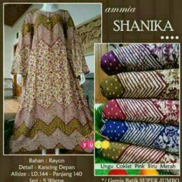 Longdres jumbo shanika pakaian wanita kekinian grosir baju murah wanita batik modern  wanita